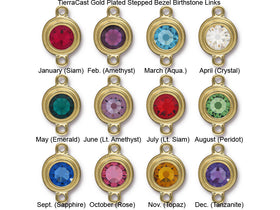 12 pc Birthstone links TierraCast Gold Tone Bezel with Swarovski Stones - BS6753G-set12T - BeadPrism