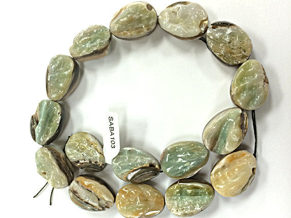 4 pc Abalone Gemstone Beads, faceted Tumbled Natural raw, 20mm x 25mm AAA quality - SABA103-4 - BeadPrism