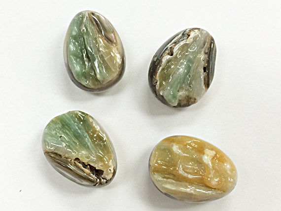 4 pc Abalone Gemstone Beads, faceted Tumbled Natural raw, 20mm x 25mm AAA quality - SABA103-4 - BeadPrism