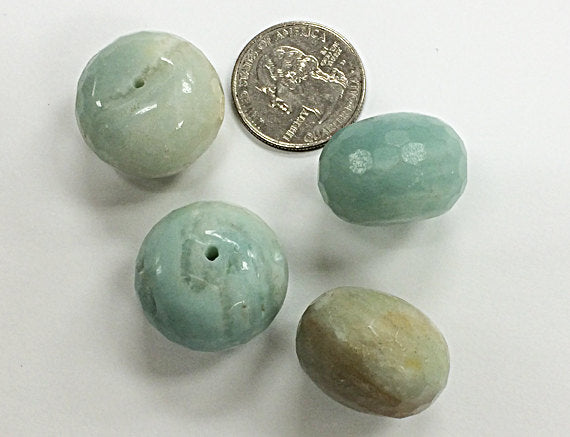 Amazonite Faceted large Focal beads 25mm 1 Pc Gemstone Beads Ocean Blue Gemstone Beads - SPAMZF13 - BeadPrism