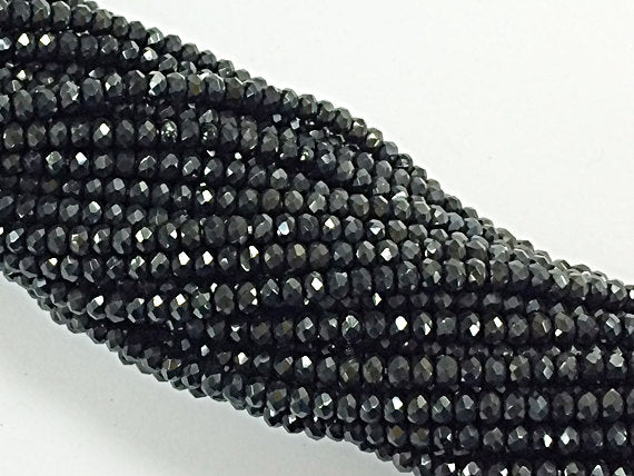 3mm Faceted Mystic Coated Black Spinel Gemstone Rondelles Strand, 13.5 Inch- SBS105 - BeadPrism