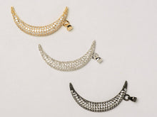 Load image into Gallery viewer, CZ Pave Pendant Crescent Moon, Gold, Rhodium and Gunmetal Finish 39mm x 20mm, Choose Color- BMP31 - BeadPrism