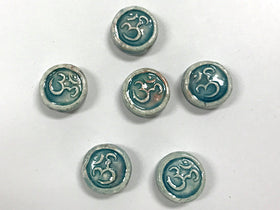 Om Beads Tiny Raku Ohm Beads 13mm, 4, 10, 20 Pc lot Yoga meditation beads, Peruvian Beads - CBS604 - BeadPrism