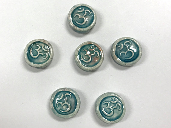 Om Beads Tiny Raku Ohm Beads 13mm, 4, 10, 20 Pc lot Yoga meditation beads, Peruvian Beads - CBS604 - BeadPrism