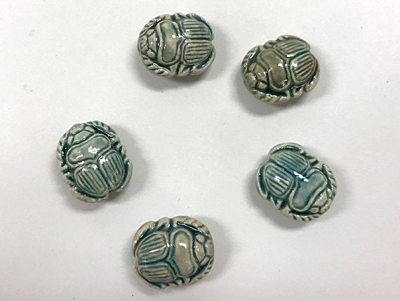Tiny Raku Scarab Beads 14mm, 1.5mm Hole, 4, 10, 20 Pc lot ation beads, Raku Peruvian Beads - CBS964 - BeadPrism