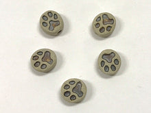 Load image into Gallery viewer, Tiny Paw Print Beads, 10mm Choose Quantity 4, 10, 20 Lot Hand Painted Ceramic Beads, Teeny CBS635 - BeadPrism