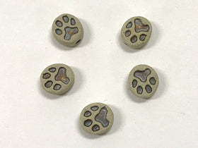 Tiny Paw Print Beads, 10mm Choose Quantity 4, 10, 20 Lot Hand Painted Ceramic Beads, Teeny CBS635 - BeadPrism