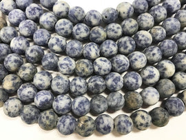 25% OFF 10mm Matte Indigo Blue White Jasper, 2mm Hole -Full Strand 38 Round Gemstone Beads -SJAS127 - BeadPrism