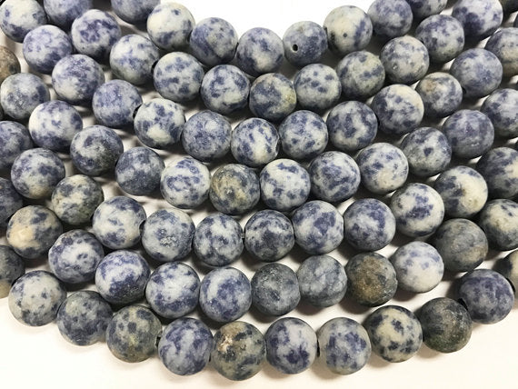 25% OFF 10mm Matte Indigo Blue White Jasper, 2mm Hole -Full Strand 38 Round Gemstone Beads -SJAS127 - BeadPrism