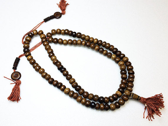 Tibetan Buddhist Bone Malah, 8.5mm, 108 Beads, - BoneMala10-brown - BeadPrism