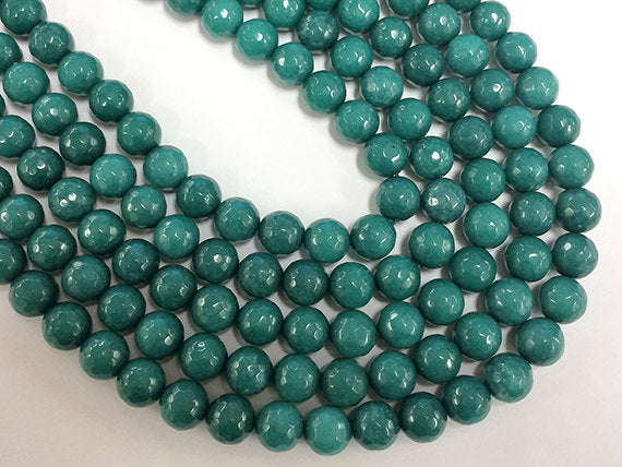 10mm Emerald Jade Faceted Round, Lush Meadow Green, Gemstones Full Bead Strand 15" 38 Beads - SJA115 - BeadPrism