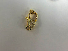 Load image into Gallery viewer, Micro Pave 24K Gold Plated Lobster Claw clasp with open jump ring CZ cubic zirconia 16mm - BMP14-GD - BeadPrism