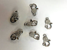 Load image into Gallery viewer, Micro Pave Rhodium Plated Lobster Claw clasp w/open jump ring CZ Cubic Zirconia 16mm -BMP14-RD - BeadPrism