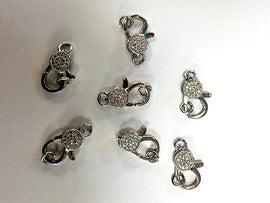 Micro Pave Rhodium Plated Lobster Claw clasp w/open jump ring CZ Cubic Zirconia 16mm -BMP14-RD - BeadPrism
