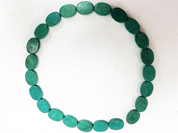 Turquoise Beads Oval 18mm, Turquoise Magnasite, 16" Strand, 22 beads, Gemstone Flat Beads - SMAG151 - BeadPrism