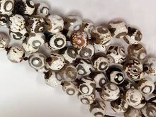 Load image into Gallery viewer, 8mm Tibet Agate Ivory Grey Cream Brown Gemstone Beads faceted Full 14.5" Strand 47 Beads - SAGT508 - BeadPrism