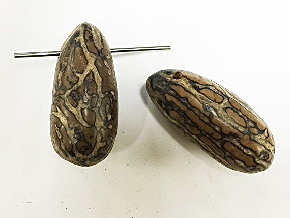Large Focal Nut Bead Pendant 45mm top side drilled 2mm hole organic brown wood bead -NUTBEA - BeadPrism