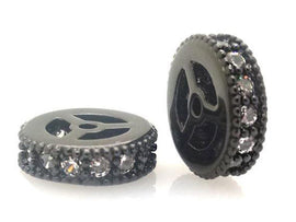 10 Pcs 10mm Rondells Micro Pave Crystal CZ Wheel Spacers, Choose color, 0.8mm Hole - BMP10RDL-10 - BeadPrism