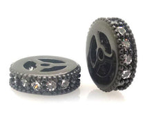 Load image into Gallery viewer, 10mm Rondelles Micro Pave Crystal Cubic Zirconia Wheel Spacers Choose color CZ Beads 0.8mm Hole - BM - BeadPrism