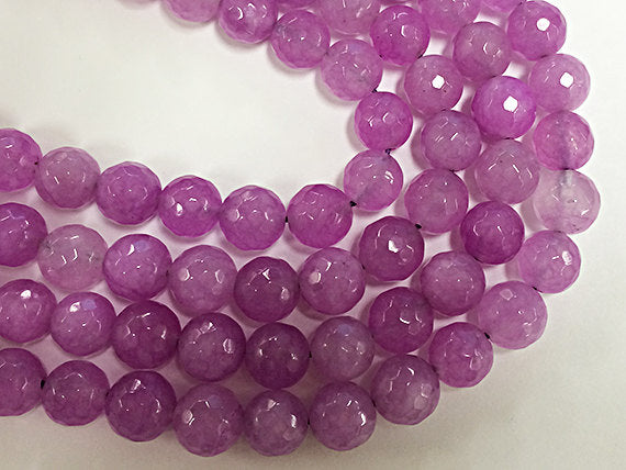 10mm Lavender Jade Faceted Round, Bodacious Pink 14.5" 39 Beads, Orchid gemstone Beads - SJA 198 - BeadPrism