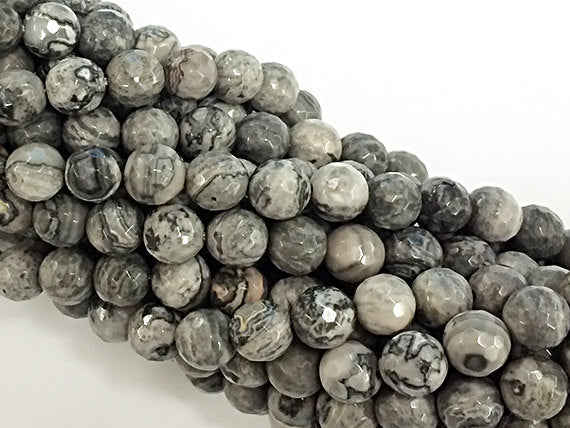 25% OFF 8mm Agate Faceted Round, Sharkskin, 15", 48 Beads, Grey gemstone Beads - SAGT348 - BeadPrism