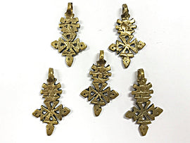 Brass Ethiopian Cross Pendant Antique Gold, 1.75