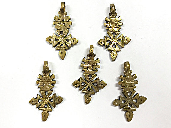 Brass Ethiopian Cross Pendant Antique Gold, 1.75", 45mm, Choose Quantity, Antigue Brass -  HP116 - BeadPrism