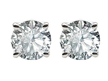 Load image into Gallery viewer, 3mm 4 Prong Set Round CZ Solitaire Stud Earring Sterling Silver Rhodium AAA Cubic zirconia - SF303Rh - BeadPrism