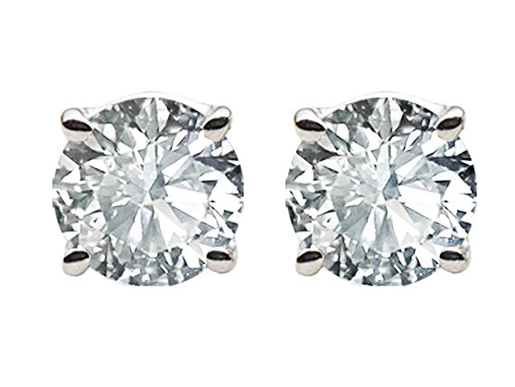6mm 4 Prong Set Round CZ Solitaire Stud Earring Sterling Silver Rhodium AAA Cubic zirconia - SF306Rh - BeadPrism