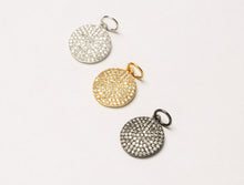 Load image into Gallery viewer, 12mm Disc CZ Pave Pendant, Gold, Rhodium, Gunmetal, Pave Pendants, AAA quality Choose Color - BMP17 - BeadPrism