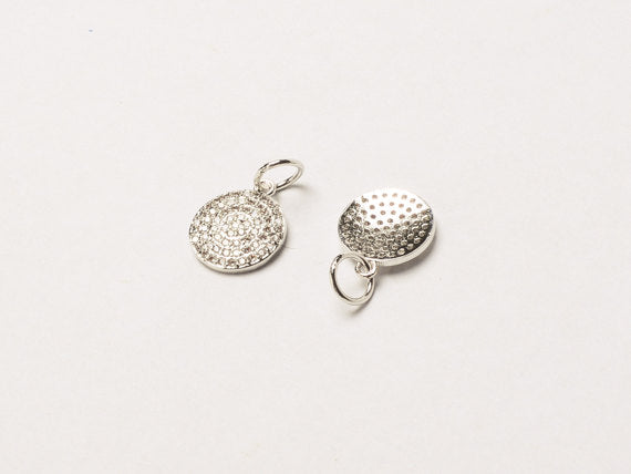 12mm Disc CZ Pave Pendant, Gold, Rhodium, Gunmetal, Pave Pendants, AAA quality Choose Color - BMP17 - BeadPrism