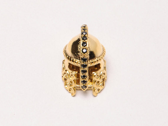 15mm Knight Bead CZ Pave Pendant, Gold, Rhodium, AAA quality, Horizontal Hole Choose Color - BMP18 - BeadPrism