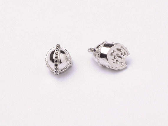 15mm Knight Bead CZ Pave Pendant, Gold, Rhodium, AAA quality, Horizontal Hole Choose Color - BMP18 - BeadPrism