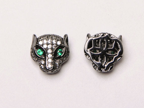 9mm Panther CZ Pave Bead Gold, Rhodium, Rose Gold, Black finish Horizontal Hole Choose Color - BMP19 - BeadPrism