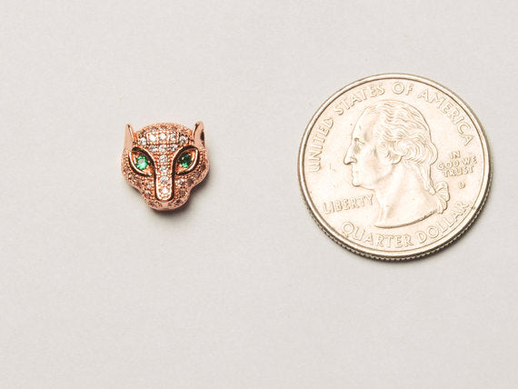 9mm Panther CZ Pave Bead Gold, Rhodium, Rose Gold, Black finish Horizontal Hole Choose Color - BMP19 - BeadPrism