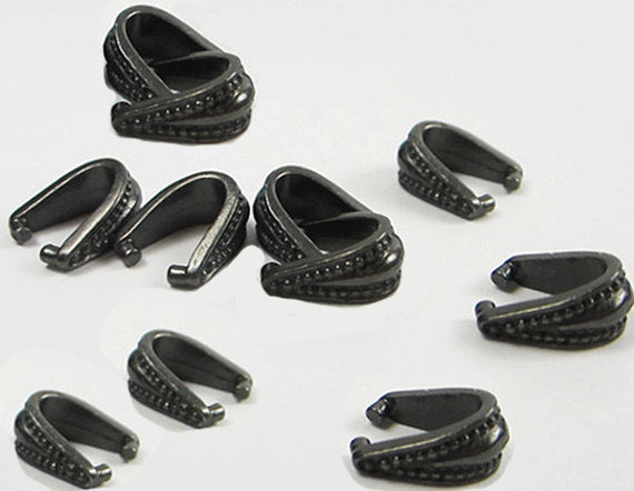 10 Pc Royal Pinch Bail 10x5mm Black Finish Tierracast Bails - P5778BK - BeadPrism