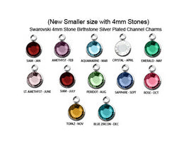 120 Pcs 4mm Swarovski Birthstone Crystal Charms Set, Sterling Silver 10 of each month - CC4S-SET120 - BeadPrism