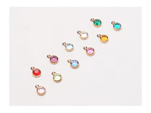 Load image into Gallery viewer, 12 Pcs  4mm Stone (New Smaller) Swarovski Channel Birthstone Charms, Gold Plated - CC4G-SET12 - BeadPrism