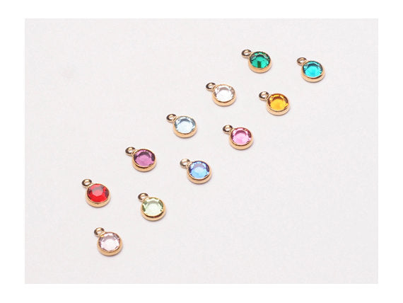 12 Pcs  4mm Stone (New Smaller) Swarovski Channel Birthstone Charms, Gold Plated - CC4G-SET12 - BeadPrism