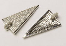 Load image into Gallery viewer, Triangle CZ Pave Pendant with Bail, Gold, Rhodium, Gunmetal Finish, 38mm x 18mm Choose Color - BMP32 - BeadPrism