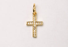 Load image into Gallery viewer, Small CZ Micro Pave Cross, Gold, Rhodium Finish 10mm x 15mm, Petite Pave Cross Choose Color - BMP34 - BeadPrism