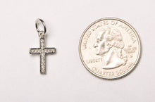 Load image into Gallery viewer, Small CZ Micro Pave Cross, Gold, Rhodium Finish 10mm x 15mm, Petite Pave Cross Choose Color - BMP34 - BeadPrism