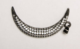 CZ Pave Pendant Crescent Moon, Gold, Rhodium and Gunmetal Finish 39mm x 20mm, Choose Color- BMP31 - BeadPrism