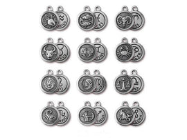 Choose Your  Zodiac Sign Charm Drop Antiqued Silver Plated Pewter TierraCast - P2491S-XX - BeadPrism
