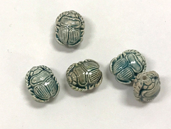 Tiny Raku Scarab Beads 14mm, 1.5mm Hole, 4, 10, 20 Pc lot ation beads, Raku Peruvian Beads - CBS964 - BeadPrism