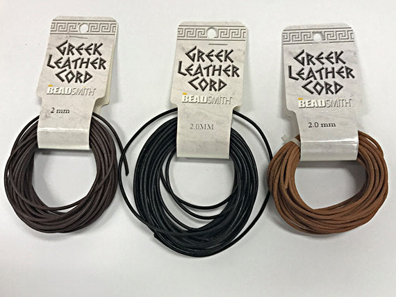 Genuine Leather Cord, Round 2mm, by The Yard, Natural Black