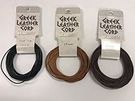 16 Ft 1.5mm Greek Leather Cord 5.47 yd 5 meter choose color Natural Brown Black, Beadsmith - GLC15xx - BeadPrism