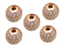 Load image into Gallery viewer, 10pc 8mm CZ Pave Zircon Round Spacer Bead 1.5mm Hole Choose color Gold Rose Rhodium Black - BMP8-10 - BeadPrism