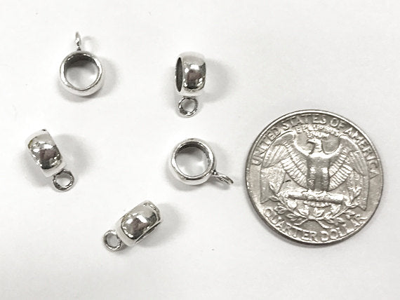 Sterling Silver Large Hole European Bail beads, sterling Silver Bails 8.5mm, 6mm Hole 1 Pc - SF960 - BeadPrism