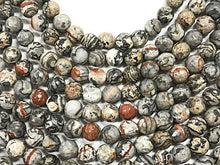 Load image into Gallery viewer, 8mm Agate Faceted Round, 15 inch 48 Beads, Grey and Jungle Safari tones gemstone Beads - SAGTXXA - BeadPrism
